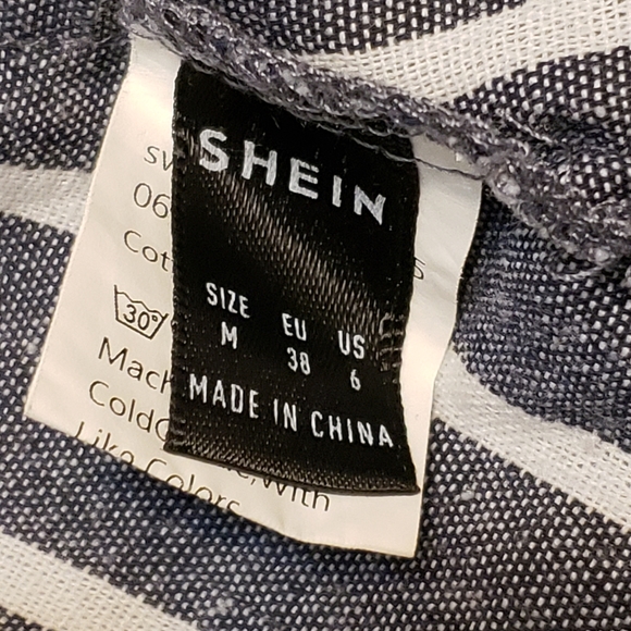 Shein 100% Cotton Black & White Striped Spaghetti Strap Tank Top - Picture 10 of 14